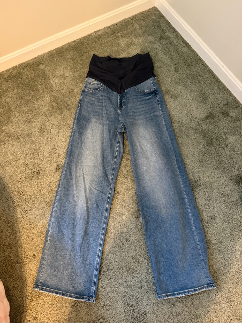 Pinkblush Light Blue Wide-Leg Maternity Jeans